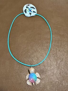 Marble Elegant Turtle Pendant Necklace in Turquoise and Pastel